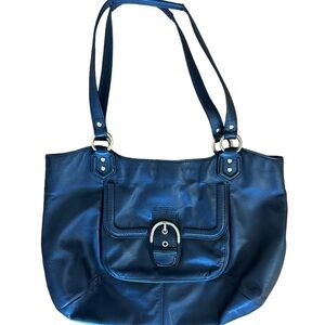 Coach Campbell Belle Black Carryall Leather Shoulder Bag